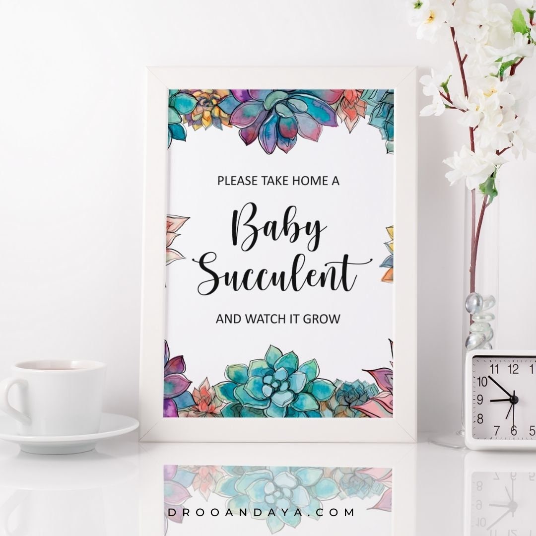 Greenery Baby Shower Succulent Printable Digital Download 8x10 Sign for ...