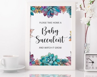 Greenery Succulent Baby Shower Sign: 8x10 Printable (Digital Download)