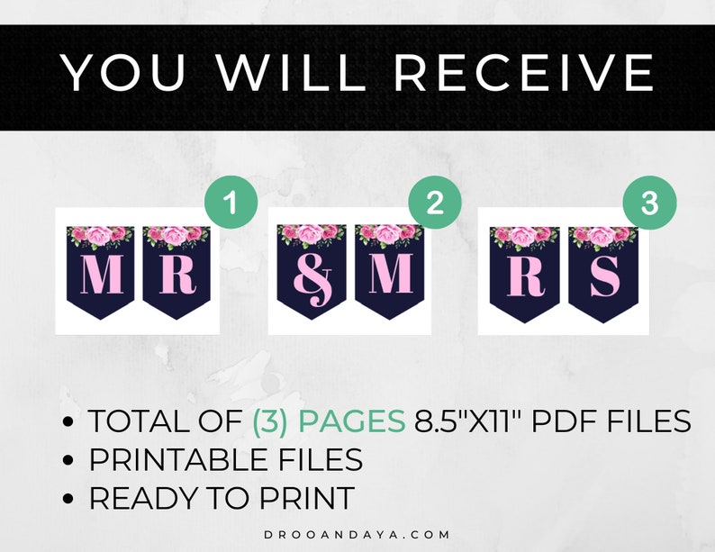 Mr and Mrs Banner, Wedding Printable, Wedding Sign, Wedding Printable ...