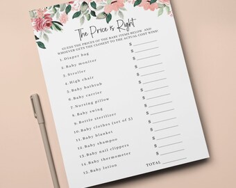 Floral Price is Right Baby Shower Game (Digital Download)