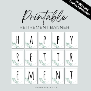 Retirement Party Printable Happy Retirement Banner, Retirement Sign, Retirement Garland, Congratulations, Retirement Backdrop