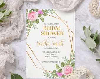 Floral Bridal Shower Invitation Template, Brunch Bridal Shower Invitation Template, Shower Invitation, Bridal Brunch, Bridal Shower Party