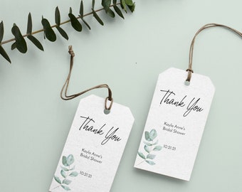Greenery Bridal Shower Favor Tags Template (Digital Download)