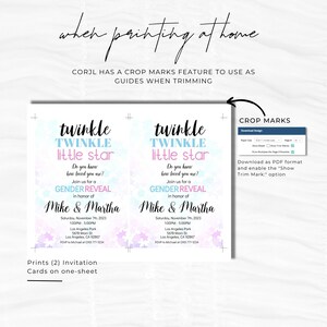Twinkle Star Gender Reveal Invitation Template (Digital Download) image 5