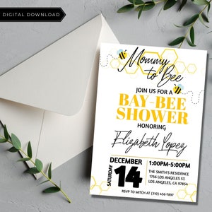 Mommy To Bee Invitation Baby Shower Template, Baby Shower Invitation Template, Bee Shower Invite, Honey Bee Shower, Bee Baby Shower
