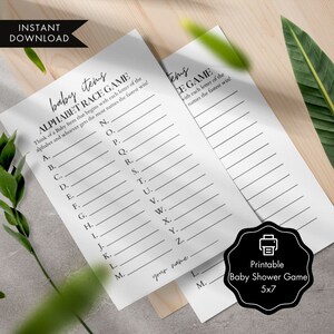 Minimalist Baby Shower Alphabet Race Game | ABC Alphabet Game | Fun Baby Shower Games | DIY Baby Shower Printable | Baby Shower Ideas