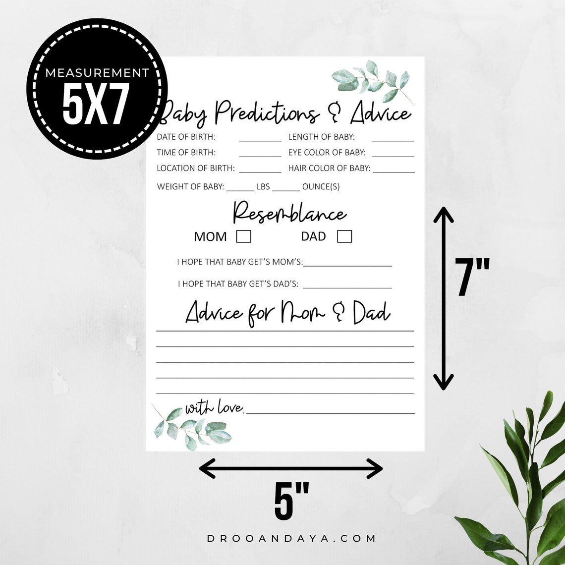 Baby Predictions and Advice Printable Cards Shower Game - Etsy