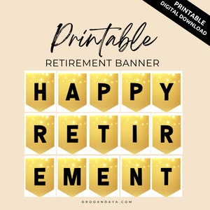 Happy Retirement Banner Printable, Happy Retirement Backdrop, Retirement Party Sign, Retirement Decoration, Retirement Celebration