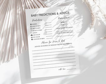 Minimalist Baby Predictions & Advice Cards (Digital Download)