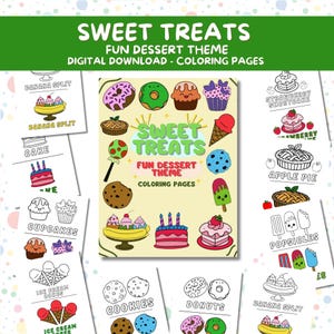 Sweet Treats Dessert Coloring Pages, Fun Printable Dessert-Themed Coloring Book, Digital Download for Kids & Adults, Ice Cream, Cake, Cookie
