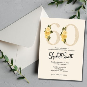60th Birthday Invitation Template, 60th Birthday Digital Invitation, 60 and Fabulous Invitation Template, DIY 60th Birthday Invite, Sixty