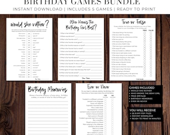 Birthday Games Bundle: 5 Printable Party Games (PDF)