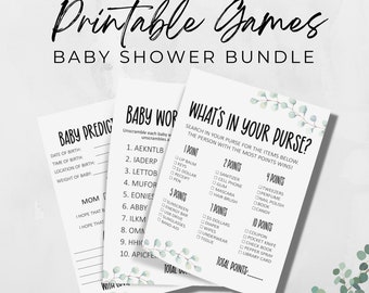 Eucalyptus Baby Shower Game Bundle: Printable Activities (PDF)