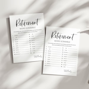 Retirement Word Scramble Game Printable, Fun Party Activity for ...