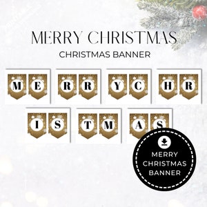Merry Christmas Printable Banner, Christmas Printable, Christmas Bunting, Holiday Bunting, Christmas Garland, Merry Christmas