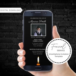 Floral Funeral Smartphone Invitation Template | Celebration of Life Invitation Template | Funeral Invitation Template | Funeral Service