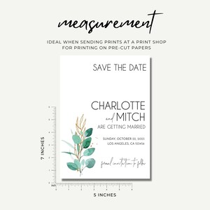 Greenery Save the Date テンプレート: 結婚式のお知らせ (5x7 デジタルダウンロード) 画像 3