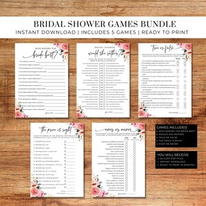 Floral Bridal Shower Games Bundle, Printable Bridal Shower Games, Bridal Shower, Bridal Shower Games Package, Would She Rather Bridal