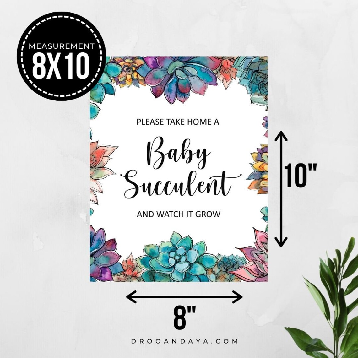 Greenery Baby Shower Succulent Printable Digital Download 8x10 - Etsy