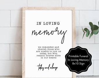 Funeral In Loving Memory Printable 8x10 Sign, Downloadable Funeral In Loving Memory Sign, Affordable Funeral In Loving Memory 8x10 Sign