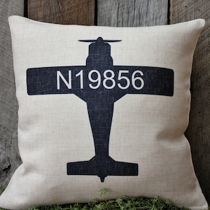 Custom Tail Number Pillow, Custom Tail Number Decor, Airplane Owner Gift, Aviation Decor, Aviation Pillow,  Pilot Gift, Tail Number Decor