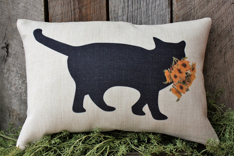 Cat with Sunflowers, Summer Cat, Cat Pillow, Cat Decor, Cat Lover Gift image 6