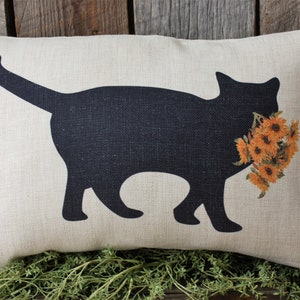 Cat with Sunflowers, Summer Cat, Cat Pillow, Cat Decor, Cat Lover Gift image 5