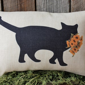 Cat with Sunflowers, Summer Cat, Cat Pillow, Cat Decor, Cat Lover Gift image 4