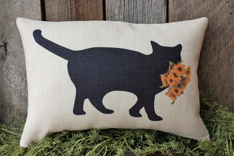 Cat with Sunflowers, Summer Cat, Cat Pillow, Cat Decor, Cat Lover Gift image 4