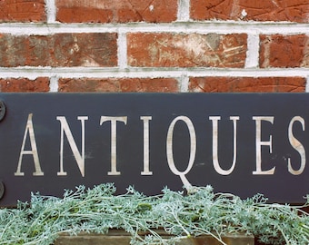 Antiques Sign: Hand-Painted French Country Decor