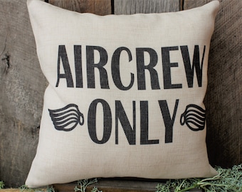 Aviation Pillow: Linen Polyester Pilot Decor (16”x16”)