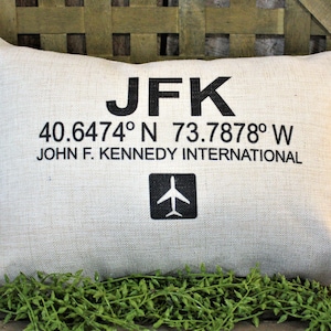 Airport Code Pillow: Linen Aviation Decor, Pilot Gift