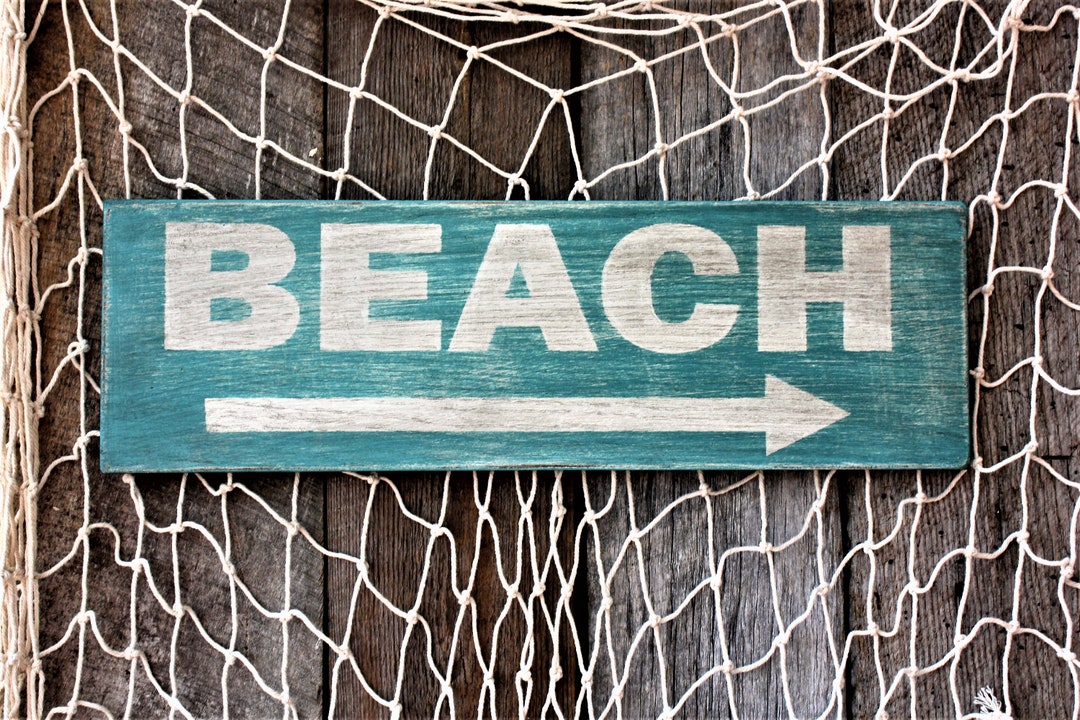 Beach, Beach Sign, Wooden Beach Sign, Beach Decor, Rustic Beach Sign, Weathered Beach Sign