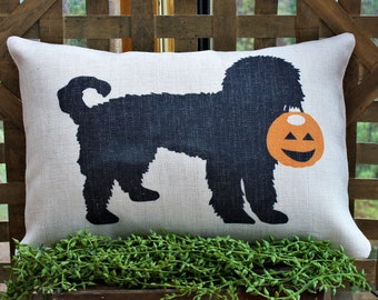 Golden Doodle Halloween Pillow: Fall Dog Decor