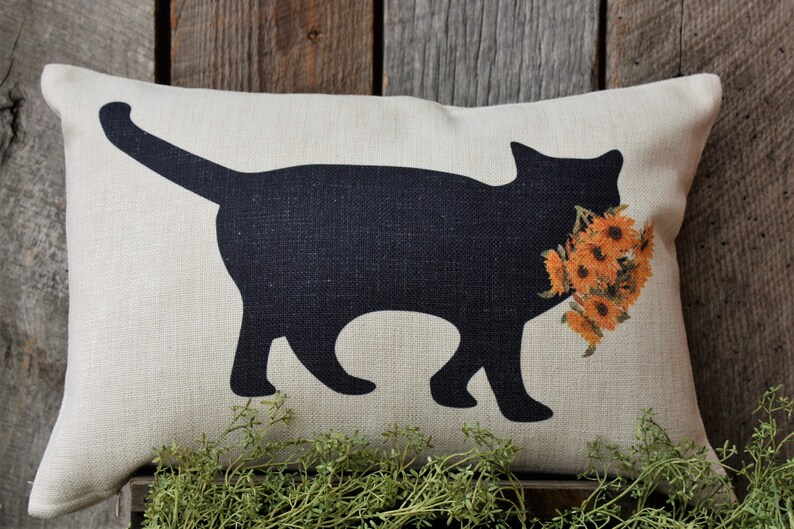 Cat with Sunflowers, Summer Cat, Cat Pillow, Cat Decor, Cat Lover Gift image 3