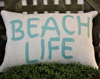 Beach Pillow, Beach Decor, Coastal Pillow, Coastal Decor, Beach Cushion, Coastal Cushion, Under 50 Dollars, Beach Life Pillow, Accent Pillow