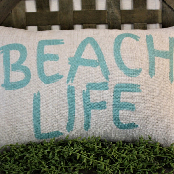 Beach Pillow, Beach Decor, Coastal Pillow, Coastal Decor, Beach Cushion, Coastal Cushion, Under 50 Dollars, Beach Life Pillow, Accent Pillow