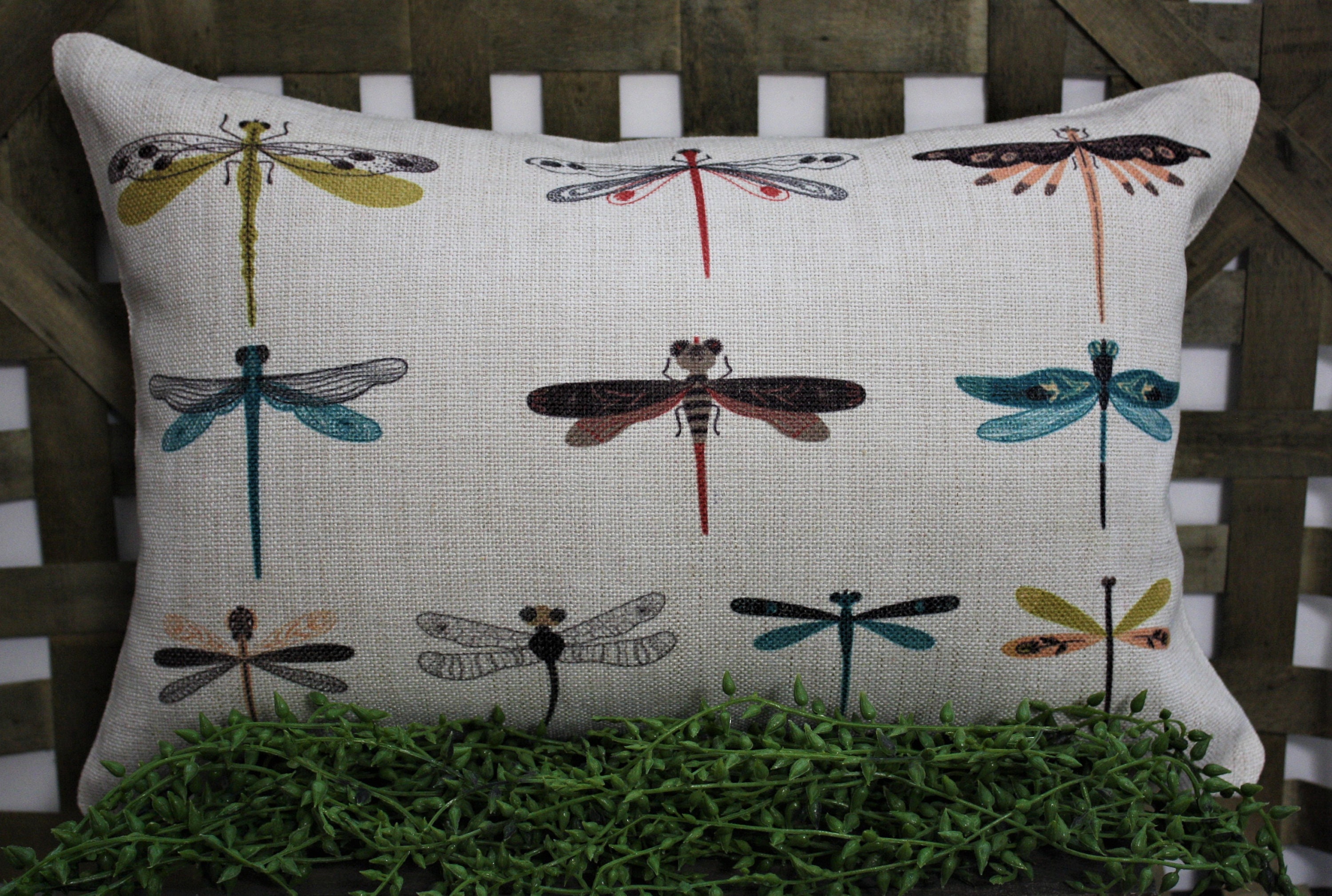 Dragonfly Pillow Dragonflies Pillow Dragonfly Decor Insect Etsy