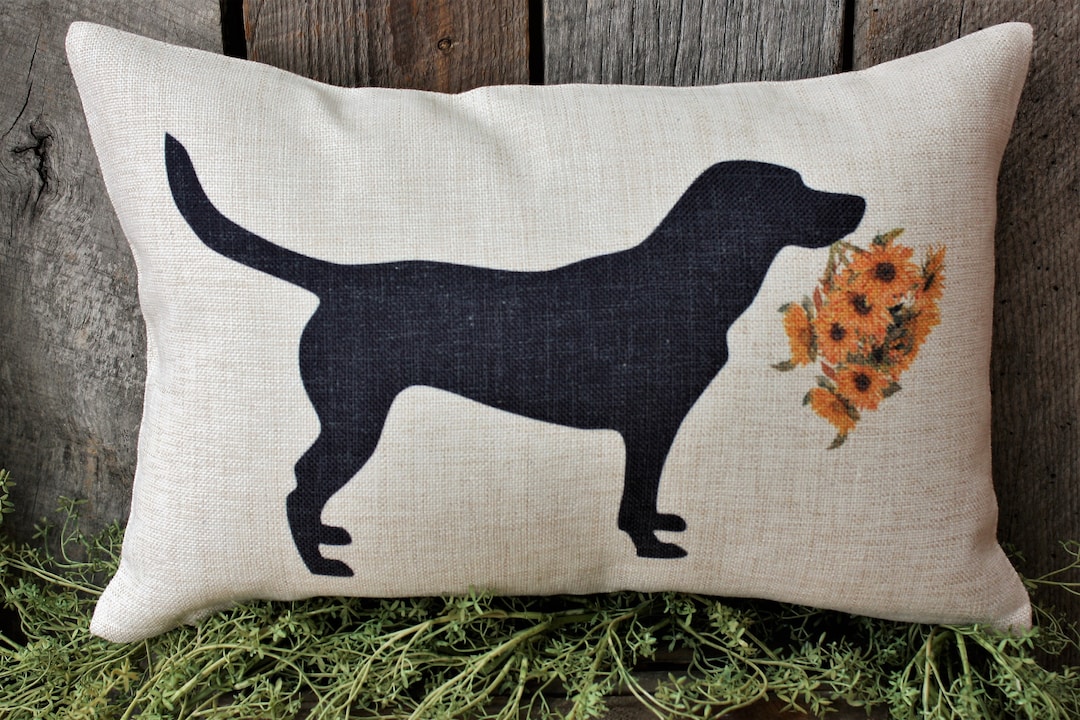 Labrador Linen Labrador Sunflower Pillow: Linen Blend Dog Lover Decor - Etsy