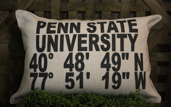 Penn State Penn State Pillow Latitude Longitude Pillow Etsy