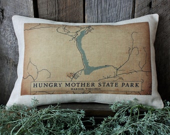 Location Pillow, Hungry Mother Lake Pillow, Lake Location Pillow, Location Decor, HMSP Pillow, HMSP Lake Decor