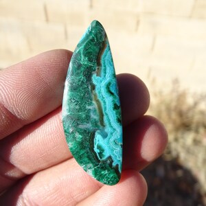 Chrysocolla and Malachite in Quartz Cabochon