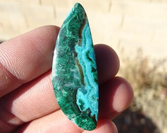 Chrysocolla and Malachite in Quartz Cabochon