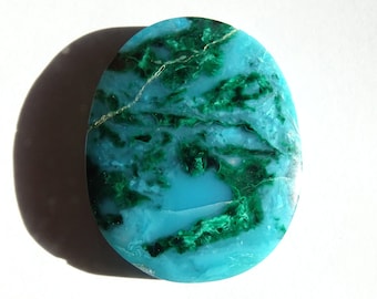 Gem Silica with Chatoyant Malachite Cabochon