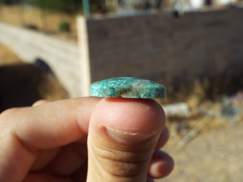 Chrysocolla and Malachite in Quartz Cabochon