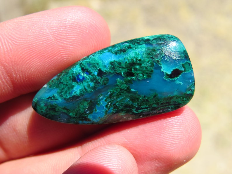 Arizona Gem Silica and Malachite in Chalcedony Cabochon Inspiration Mine