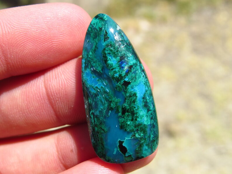 Arizona Gem Silica and Malachite in Chalcedony Cabochon Inspiration Mine