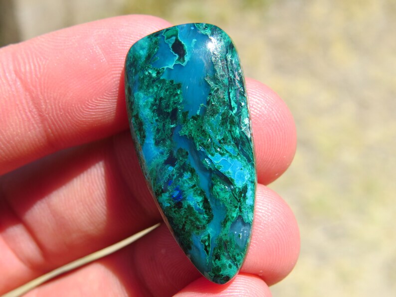 Arizona Gem Silica and Malachite in Chalcedony Cabochon Inspiration Mine