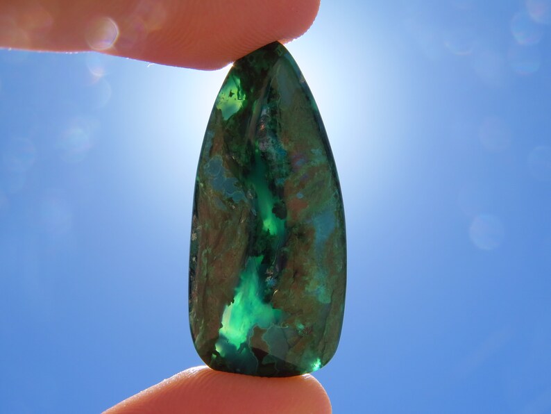 Arizona Gem Silica and Malachite in Chalcedony Cabochon Inspiration Mine