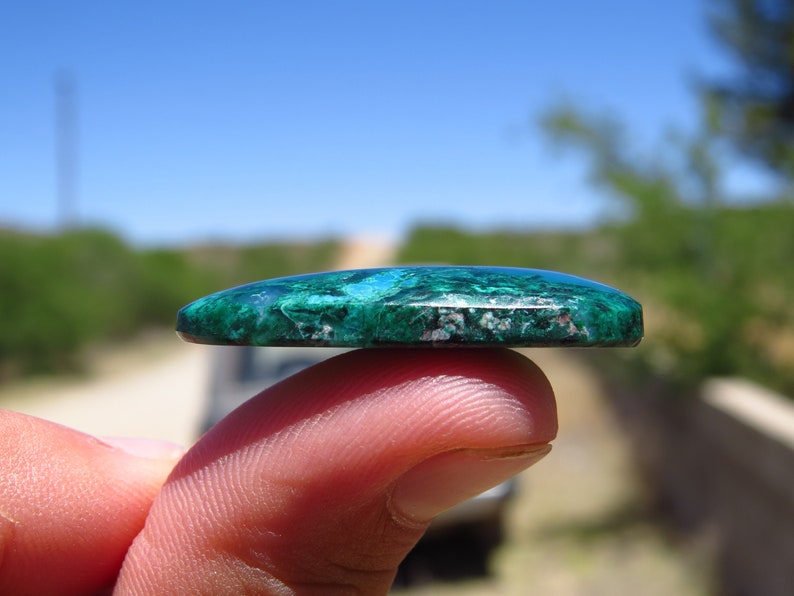Arizona Gem Silica and Malachite in Chalcedony Cabochon Inspiration Mine